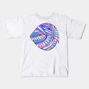 Mazipoodles New Fish Head Leaf White Purple Blue Distressed Kids T-Shirt